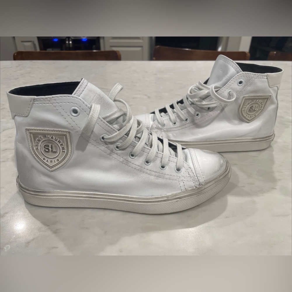 Saint Laurent Bedford Leather High Top Sneakers